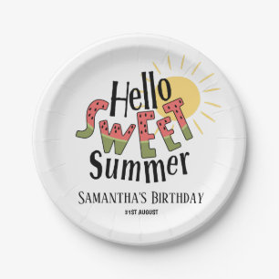Hallo Süße Sommer Wassermelone Pool Party Geburtst Pappteller
