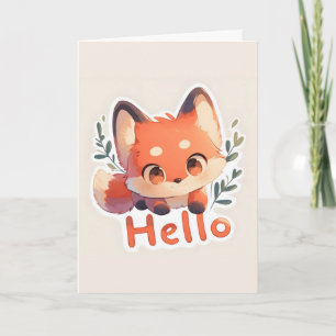 Hallo Süßer Fuchs Anime Feiertagskarte
