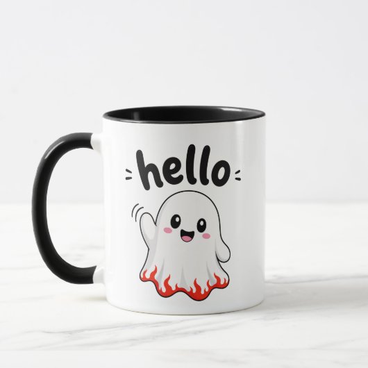 Hallo Süßer Geist mit Feurigem Flammenrand Tasse (Links)