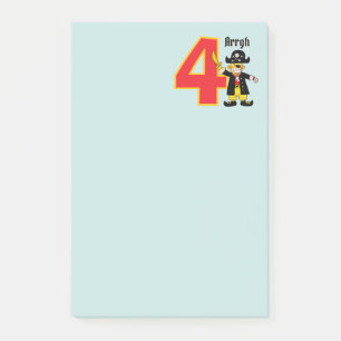 Hallo süßer Piratenjunge zum 4. Geburtstag Post-it Klebezettel