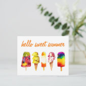 Hallo Sweet Summer Postcard Popsicle Ice Cream Postkarte (Stehend Vorderseite)