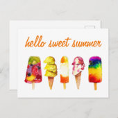Hallo Sweet Summer Postcard Popsicle Ice Cream Postkarte (Vorne/Hinten)