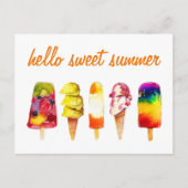 Hallo Sweet Summer Postcard Popsicle Ice Cream Postkarte (Vorderseite)