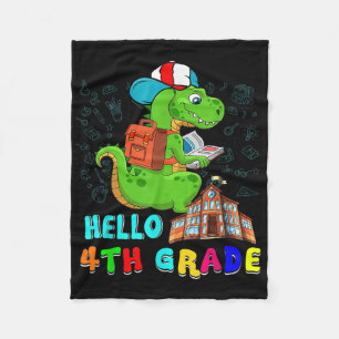 Hallo T-Rex der 4. Klasse mit Schultasche beim Les Fleecedecke