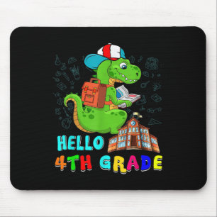 Hallo T-Rex der 4. Klasse mit Schultasche beim Les Mousepad