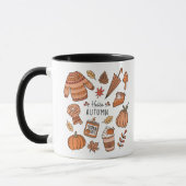 Hallo Tasse Herbst, Fall Vibes Tasse, Retro Doodle (Links)
