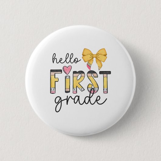 Hallo Team der ersten Klasse Lehrer Mädchen Rücken Button (Vorderseite)