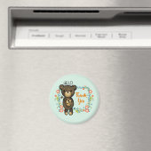 Hallo Teddy Bear mit Blume Danke Magnet (In Situ (Geschirrspüler))