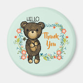 Hallo Teddy Bear mit Blume Danke Magnet (Vorne)