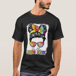 Hallo Third Grade Messy Hair Bun Girl Back To Scho T-Shirt