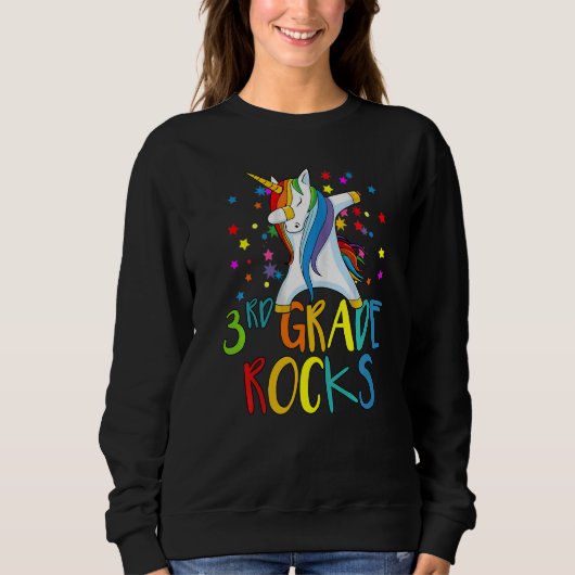 Hallo Third Grade Rocks 3. Klasse Lehrer Anerkenn Sweatshirt (Vorderseite)