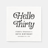 Hallo Thirty Retro 30. Geburtstag Willkommen Serviette (Vorderseite)