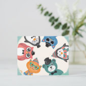 Hallo ! Tierfreunde Circle Postcard Postkarte (Stehend Vorderseite)