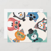 Hallo ! Tierfreunde Circle Postcard Postkarte (Vorne/Hinten)