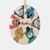 Hallo ! Tierfreunde Ornament-Runde Keramik Ornament (Rechts)