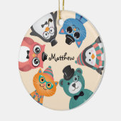 Hallo ! Tierfreunde Ornament-Runde Keramik Ornament (Links)