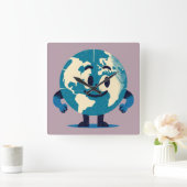 Hallo Tiny World Wall Clock Quadratische Wanduhr (Zuhause)