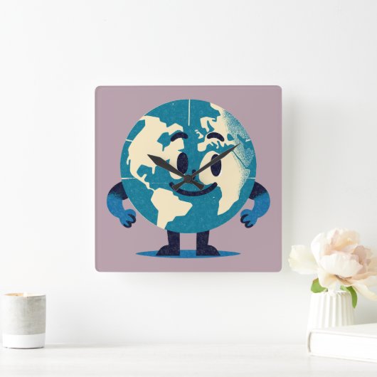 Hallo Tiny World Wall Clock Quadratische Wanduhr (Zuhause)