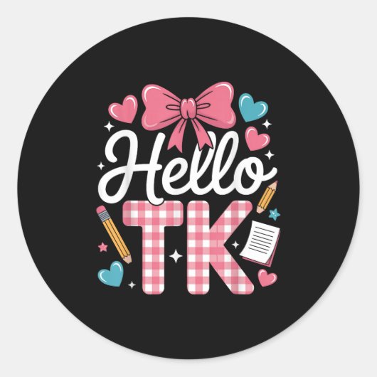 Hallo Tk Funny Niedlich zurück zur Schule Übergang Runder Aufkleber (Vorderseite)
