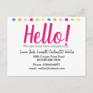 Hallo treffe die Nachbarn Postkarte