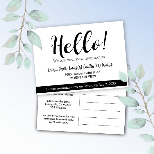 Hallo treffe die Nachbarn Postkarte