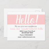 Hallo treffen Sie die Nachbarn Blush Pink Postkarte (Vorne/Hinten)