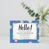 Hallo treffen Sie die Nachbarn florale Postkarte (Stehend Vorderseite)