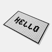 Hallo Trendy Imitate Tile Black and White Door Mat Fußmatte (Schrägansicht)