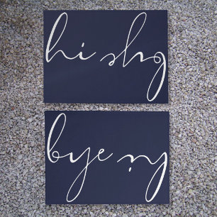 Hallo Tschüss Elegante Kalligrafieschrift Navyblau Fußmatte