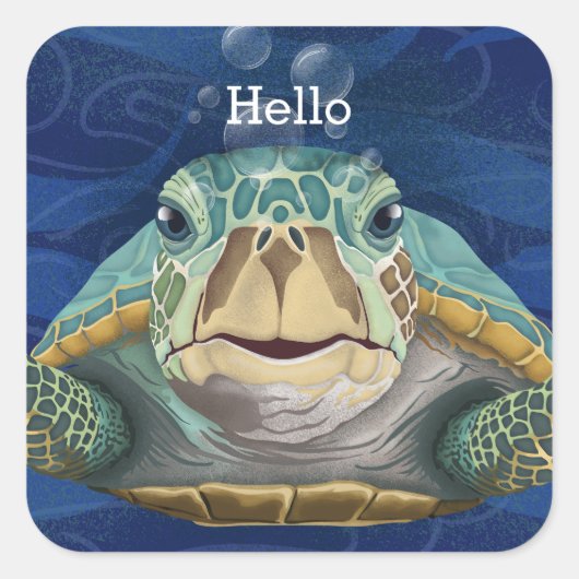 Hallo-Turtle-Anpassbarer Aufkleber (Vorderseite)