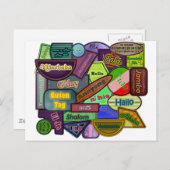 Hallo ! Um die Welt Postkarte (Vorne/Hinten)