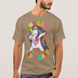Hallo Unicorn Kinder Mädchen Leopard zurück T-Shirt