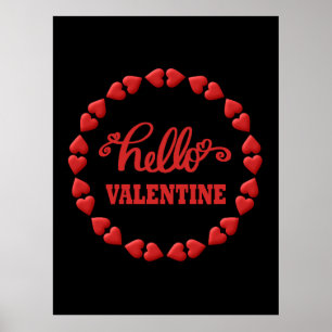 Hallo Valentine 2024 Frohes Valentines rotes Herz Poster