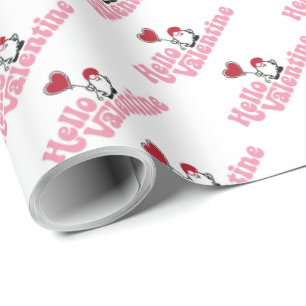Hallo Valentine Gnome mit herzförmigen Ballon Geschenkpapier