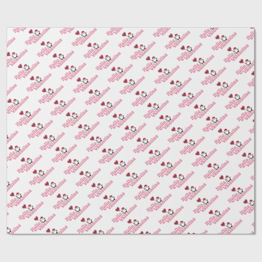 Hallo Valentine Gnome mit herzförmigen Ballon Geschenkpapier (Flach)
