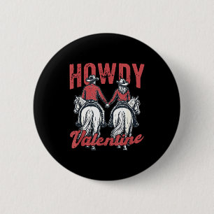 Hallo Valentine Retro Western Paar Liebe  Button