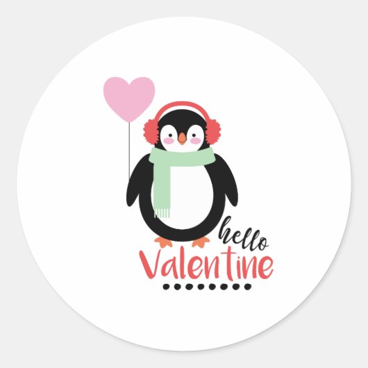 Hallo Valentine Runder Aufkleber (Vorderseite)