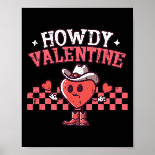 Hallo Valentins Cowboy Herz Retro Cowgirl Frauen M Poster