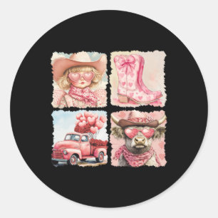 Hallo Valentins Cowgirl Retro Vintage Western Vale Runder Aufkleber