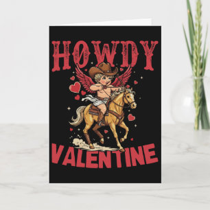 Hallo Valentins Retro-Herz Cowboyhut Western-Kuh Karte
