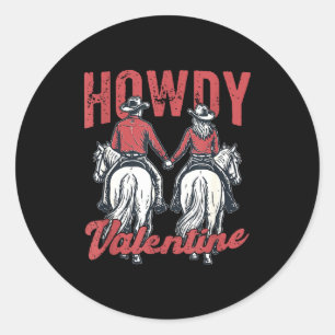 Hallo Valentins Retro Western Paar Liebe Runder Aufkleber