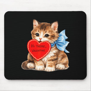 Hallo Valentinstag Süßes Kätzchen Katze Liebesdesi Mousepad
