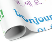 Hallo Viele Sprachen farbenfrohe Typografie Geschenkpapier (Rolleneckpunkt)