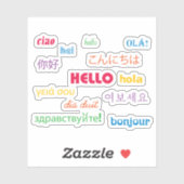 Hallo Viele Sprachen Text farbig Aufkleber (Blatt)