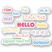 Hallo Viele Sprachen Text farbig Aufkleber (Vorderseite)