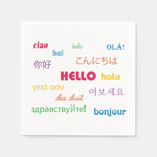 Hallo vielen Sprachen farbig Serviette (Vorderseite)