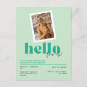 "Hallo, vier-oh!", grüne Einladung zum 40. Geburts Postkarte (Vorderseite)