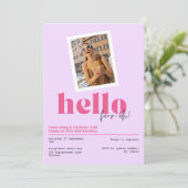 "Hallo, vier-oh!" lila Einladung zum 40. Geburtsta (Stehend Vorderseite)