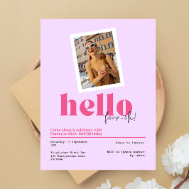 "Hallo, vier-oh!" lila Einladung zum 40. Geburtsta Postkarte