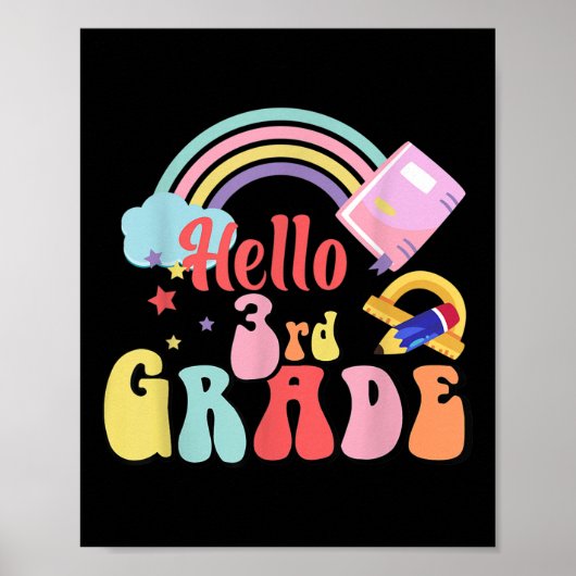 Hallo Vierte 3. Klasse Lehrer Erster Schultag Poster (Vorne)